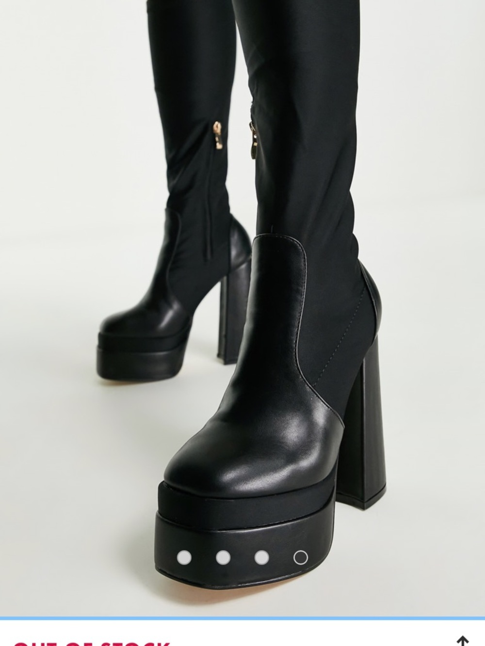EGO Black Platform Over-the-Knee Block Heel Boots - Picture 2 of 7